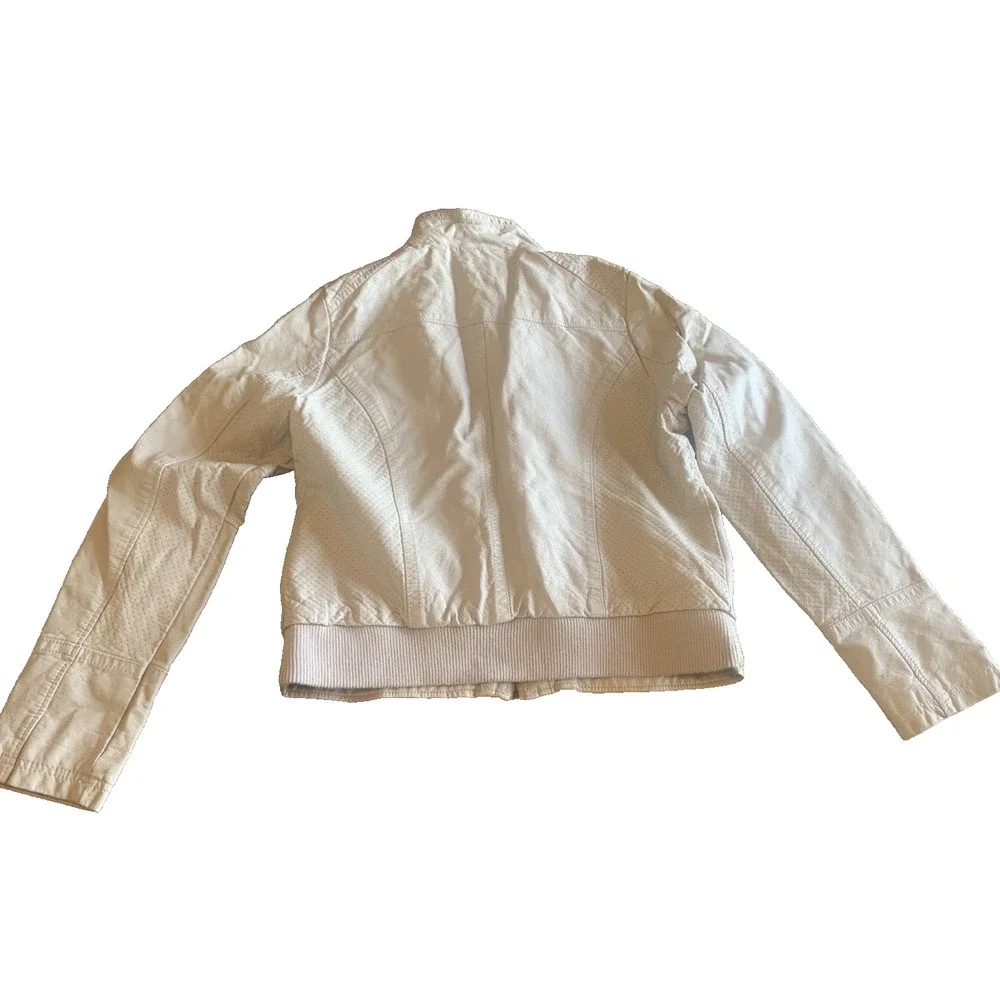 Xhilaration Moto Jacket Womens Size Extra-Large XL Beige Vegan Leather 70s Coat